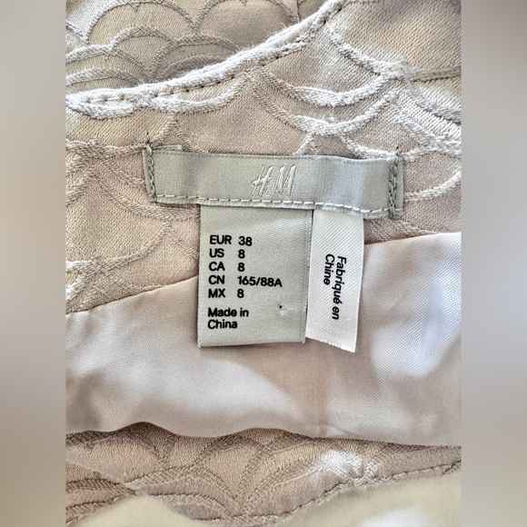H&M Silver A-Line Dress Mermaid Tail Scallop Stitching Size 8 - Picture 10 of 14